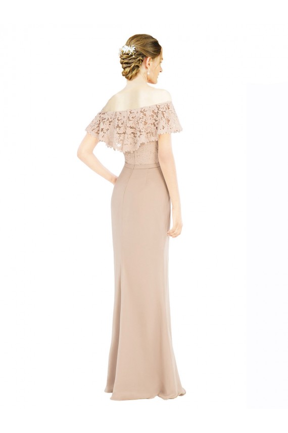 Off the Shoulder Sleeves Sheath Chiffon Prom Dress