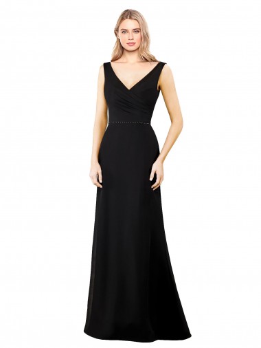 Low Cost V-Neckline Chiffon Prom Dress with Draped Bodice