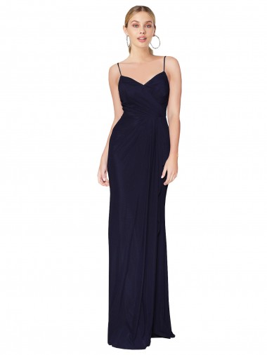Low Cost Draped Spaghetti Straps Long Chiffon Mermaid Prom Dress