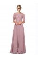 Off the Shoulder Lace Crop Top A-Line Chiffon Prom Dress