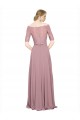 Off the Shoulder Lace Crop Top A-Line Chiffon Prom Dress