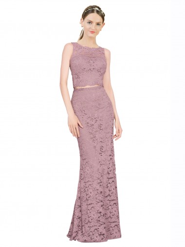 Low Cost Sleeveless Crop Top High Neck Mermaid Lace Prom Dress