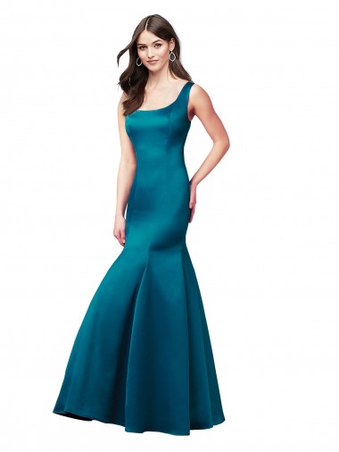 Low Cost Long Sleek Satin Prom Dress with U-Back