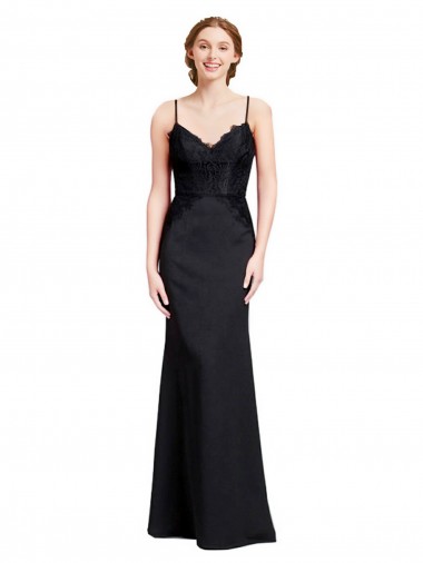 Low Cost Long Chiffon Prom Dress with Lace Bodice and Curved V-Neckline