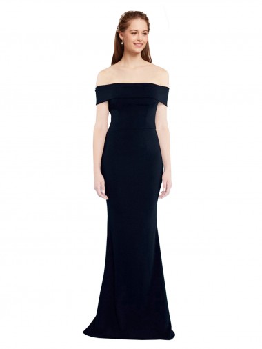 Low Cost Off the Shoulder Fitted Crepe Prom Dress with Back Cut Out