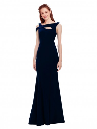 Low Cost Sleeveless Crepe Mermaid Prom Dress with Side Slit