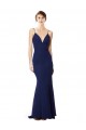 Deep V-Neck Spaghetti Straps Mermaid Crepe Prom Dress