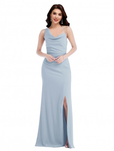 Low Cost One Shoulder Draped Cowl Neck Maxi Prom Dress