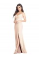 Seamed Bodice Crepe Trumpet Prom Dress with Front Slit