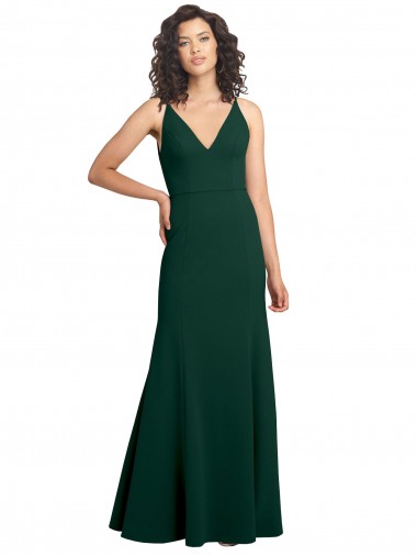 Low Cost Form Fitting Stretch Crepe A-Line Prom Dress