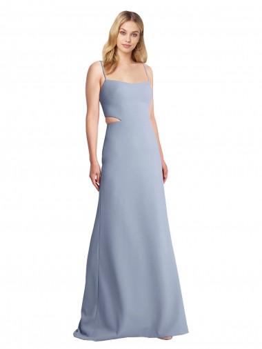 Low Cost Feminine Scoop Neckline Long Crepe Slip Prom Dress 