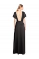 Cap Sleeves Open Back Long Stretch Satin Prom Dress