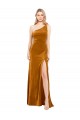 Sleek One Shoulder Long Velvet Prom Dress