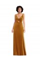 Twist Front Cutout Velvet Maxi Prom Dress with Pockets