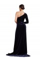 One Sleeve Long Velvet Prom Dress with Thigh High Split
